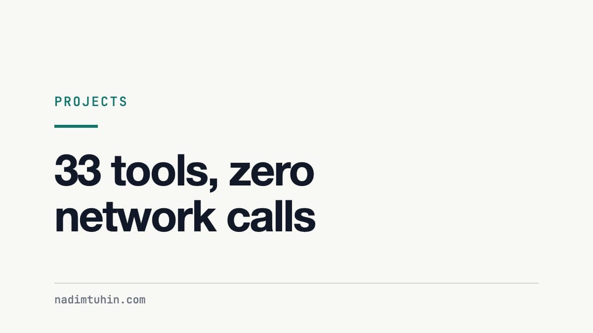 devutils: 33 browser-only dev tools and what the README overstated